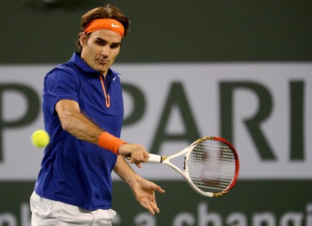 Roger Federer during his quarter final match against Rafael Nadal
