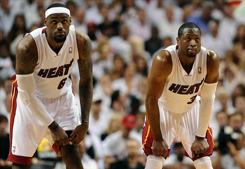 Miami Heat small forward LeBron James and Dwyane Wade