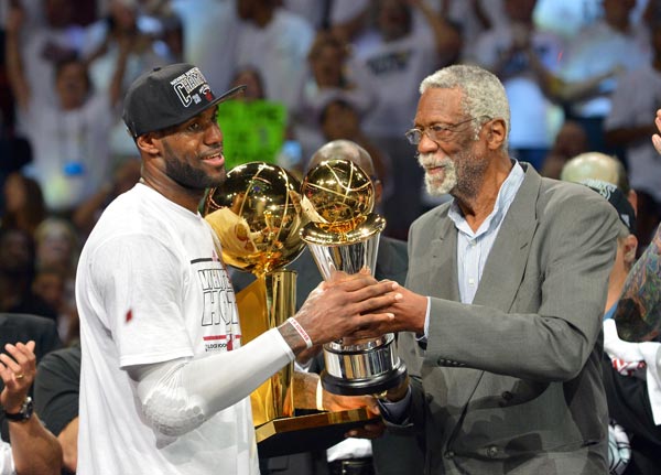 NBA great Bill Russell presents the MVP trophy